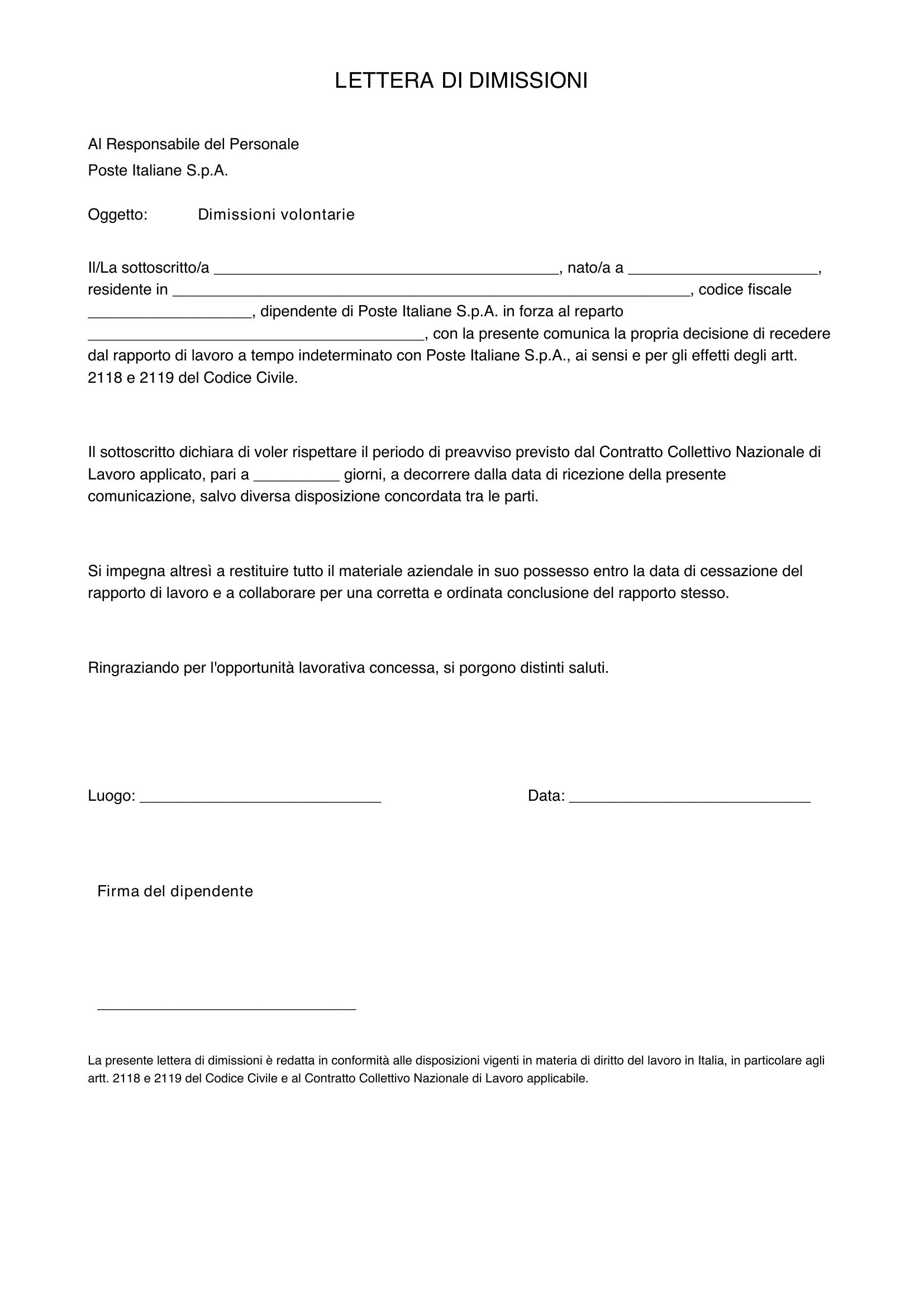 Dimissioni Poste Italiane